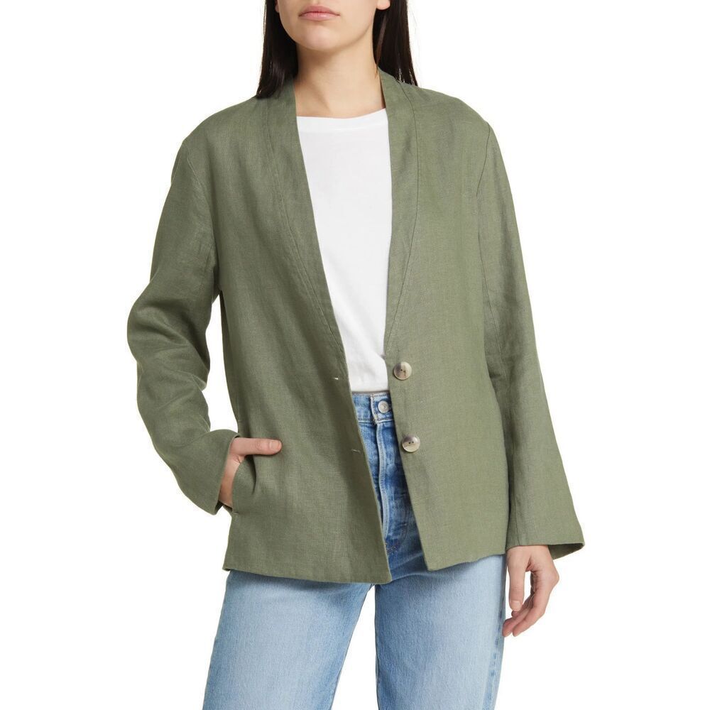 New Xirena Layla  Linen Jacket  Blazer in Mossy Green Size XS